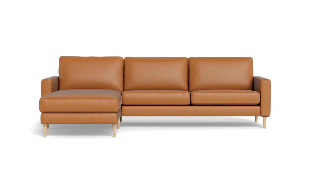 Symfoni sofa med chaiselong - Smalt armlæn - Anilux læder - Brandy - Venstrevendt