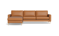 Symfoni sofa med chaiselong - Smalt armlæn - Anilux læder - Brandy - Venstrevendt