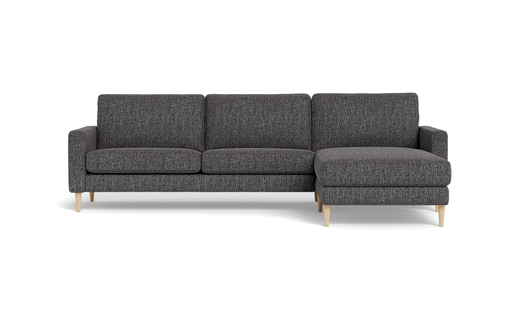 Symfoni sofa med chaiselong - Smalt armlæn - Chronotex stof - Graphite - Højrevendt