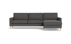 Symfoni sofa med chaiselong - Smalt armlæn - Chronotex stof - Graphite - Højrevendt