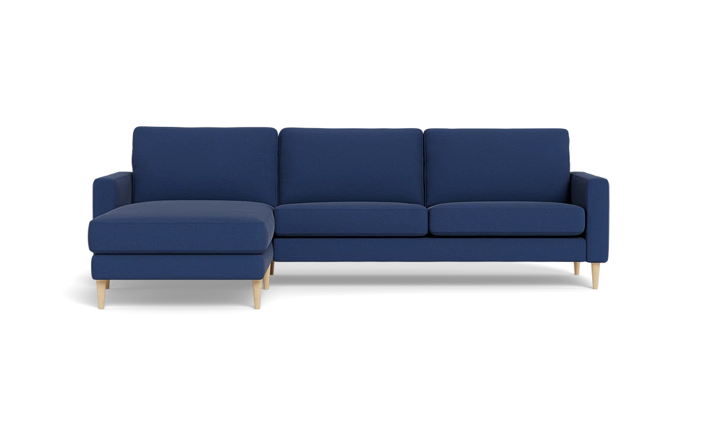 Symfoni sofa med chaiselong - Smalt armlæn - New Ocean stof - Dark blue - Venstrevendt