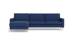 Symfoni sofa med chaiselong - Smalt armlæn - New Ocean stof - Dark blue - Venstrevendt