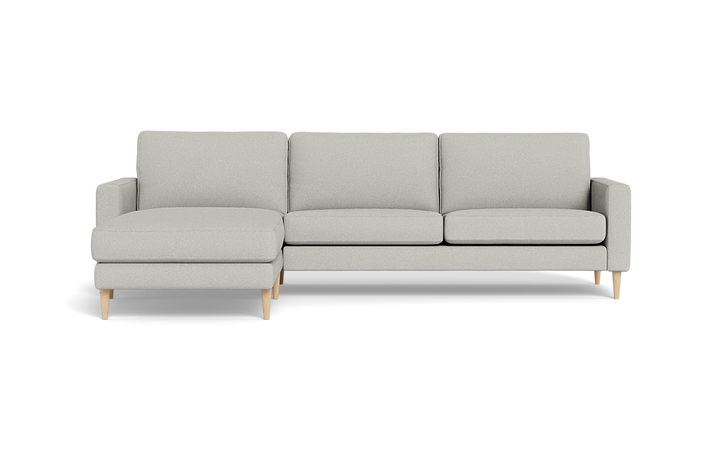 Symfoni sofa med chaiselong - Smalt armlæn - Bloq stof - Light Grey - Venstrevendt
