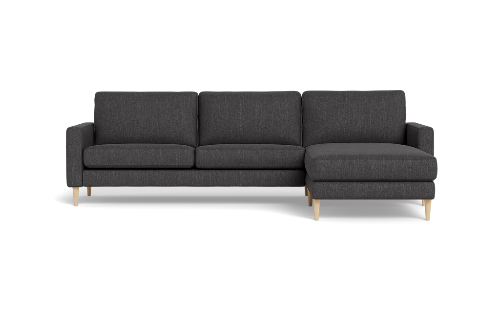 Symfoni sofa med chaiselong - Smalt armlæn - Vila stof - Dark Grey - Højrevendt