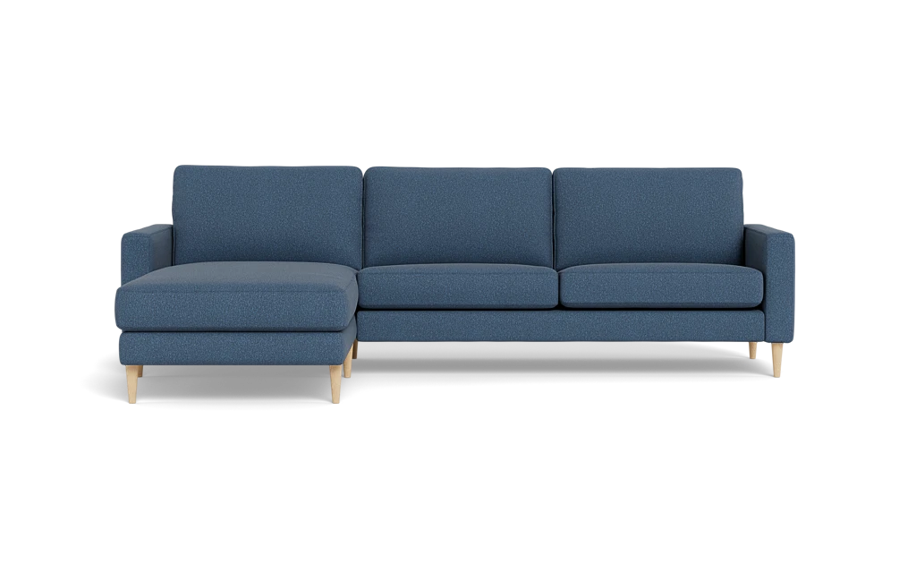Symfoni sofa med chaiselong - Smalt armlæn - Brego stof - Dark Blue - Venstrevendt