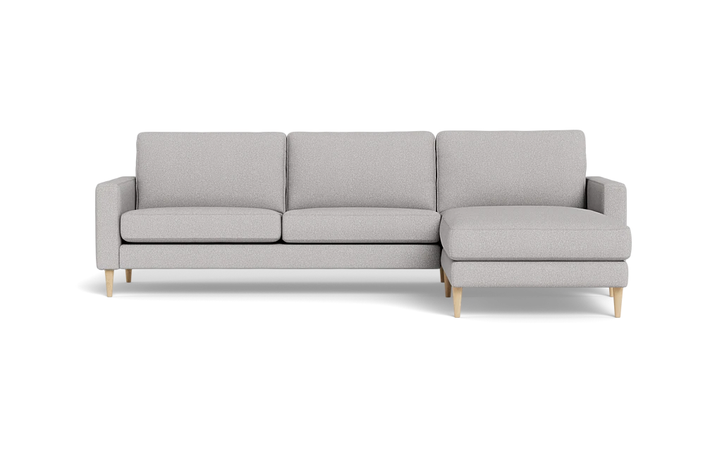 Symfoni sofa med chaiselong - Smalt armlæn - Brego stof - Grey - Højrevendt