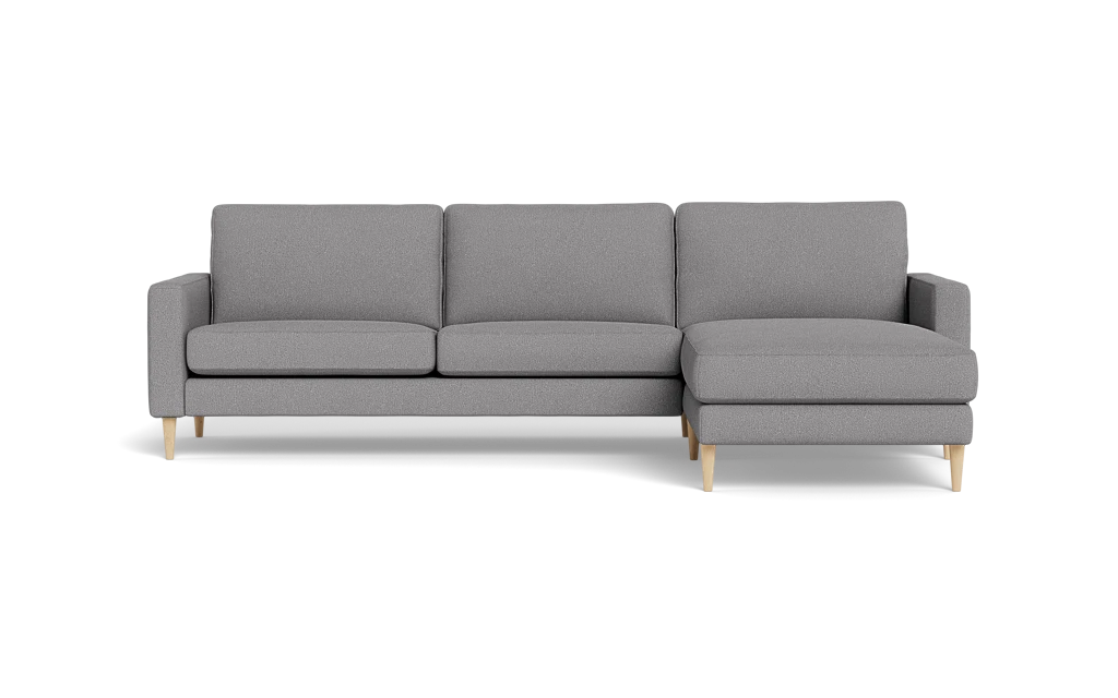 Symfoni sofa med chaiselong - Smalt armlæn - Bloq stof - Zinc - Højrevendt