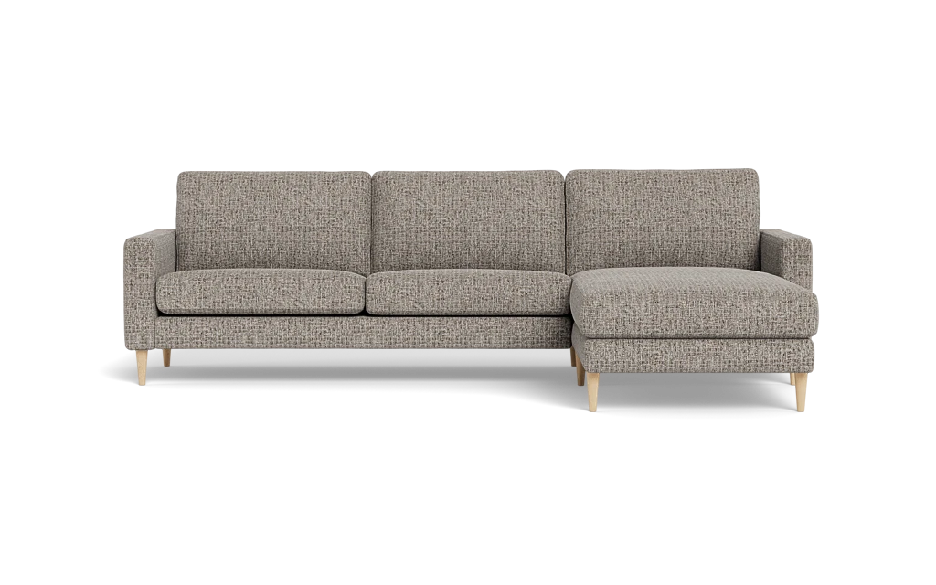 Symfoni sofa med chaiselong - Smalt armlæn - Chronotex stof - Liver - Højrevendt