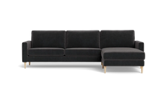 Symfoni sofa med chaiselong - Smalt armlæn - Adore velour - Anthracite - Højrevendt