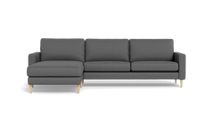 Symfoni sofa med chaiselong - Smalt armlæn - Idaho stof - Antracite - Venstrevendt