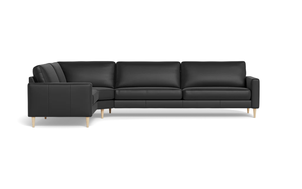 Symfoni 2018 hjørnesofa - armlæn 6 - Semianilin/spalt læder - Black