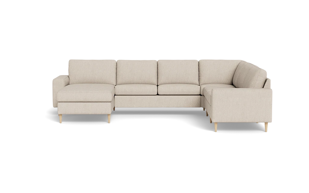 Symfoni 2019 hjørnesofa med chaiselong - bredt lige armlæn - Vila stof - Kit - Højrevendt