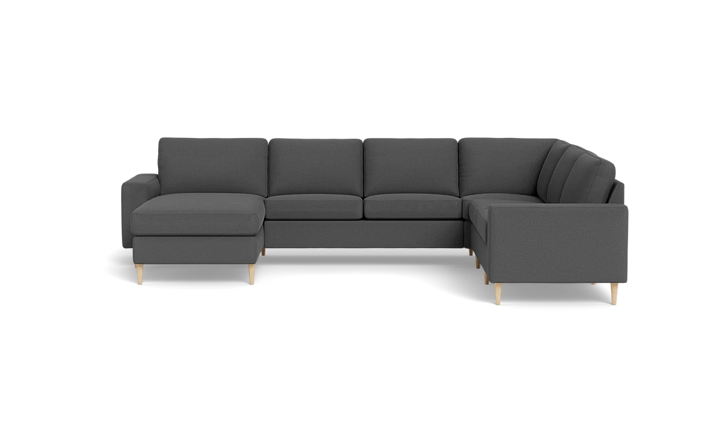 Symfoni 2019 hjørnesofa med chaiselong - bredt lige armlæn - New Ocean stof - Graphite - Højrevendt