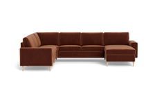 Symfoni 2019 hjørnesofa med chaiselong - bredt lige armlæn - Adore velour - Copper - Venstrevendt