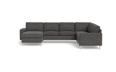 Symfoni 2019 hjørnesofa med chaiselong - bredt lige armlæn - Chronotex stof - Graphite - Højrevendt