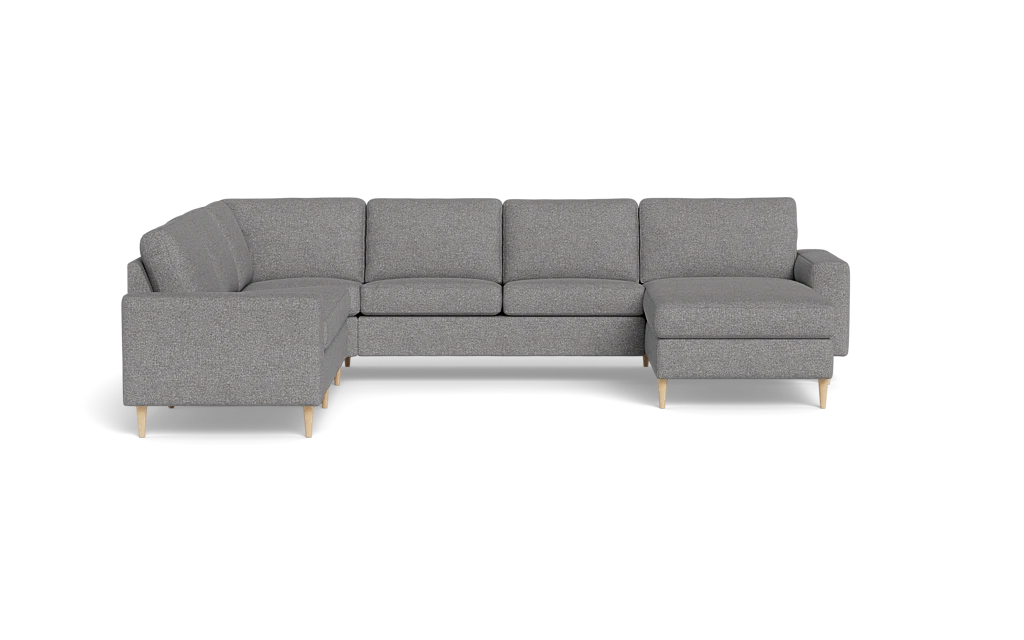Symfoni 2019 hjørnesofa med chaiselong - bredt lige armlæn - Chronotex stof - Zinc - Venstrevendt