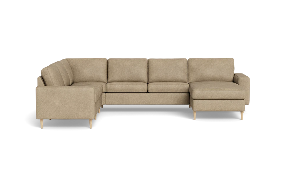 Symfoni 2019 hjørnesofa med chaiselong - bredt lige armlæn - Kentucky stof - Beige - Venstrevendt