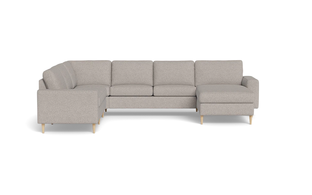 Symfoni 2019 hjørnesofa med chaiselong - bredt lige armlæn - Chronotex stof - Light Grey - Venstrevendt