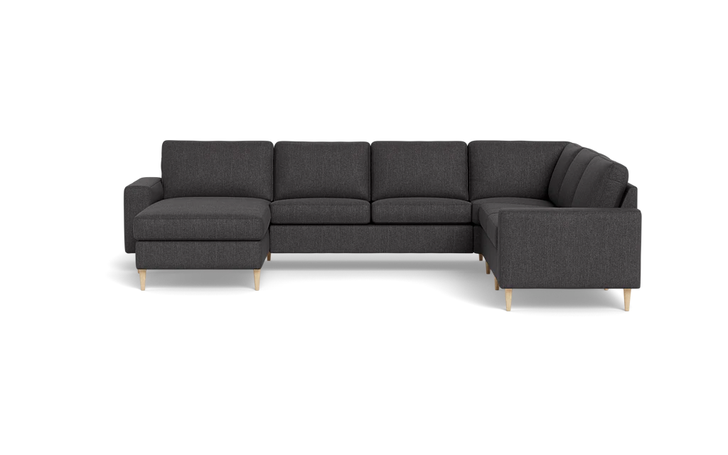 Symfoni 2019 hjørnesofa med chaiselong - bredt lige armlæn - Vila stof - Dark Grey - Højrevendt