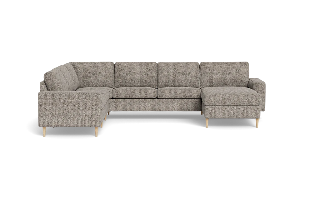 Symfoni 2019 hjørnesofa med chaiselong - bredt lige armlæn - Chronotex stof - Liver - Venstrevendt