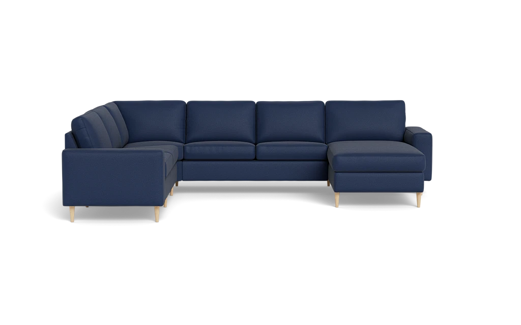 Symfoni 2019 hjørnesofa med chaiselong - bredt lige armlæn - Oakland stof - Dark Blue - Venstrevendt