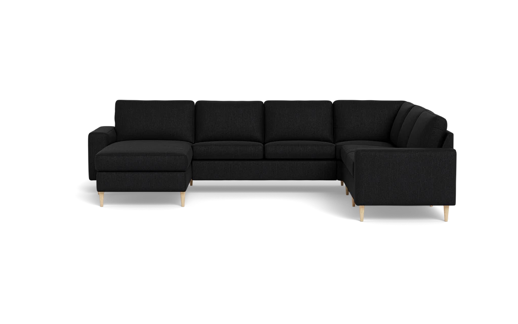 Symfoni 2019 hjørnesofa med chaiselong - bredt lige armlæn - Vila stof - Black - Højrevendt