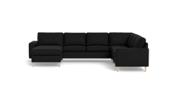 Symfoni 2019 hjørnesofa med chaiselong - bredt lige armlæn - Vila stof - Black - Højrevendt
