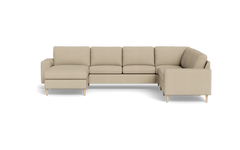 Symfoni 2019 hjørnesofa med chaiselong - bredt lige armlæn - Brego stof - Beige - Højrevendt