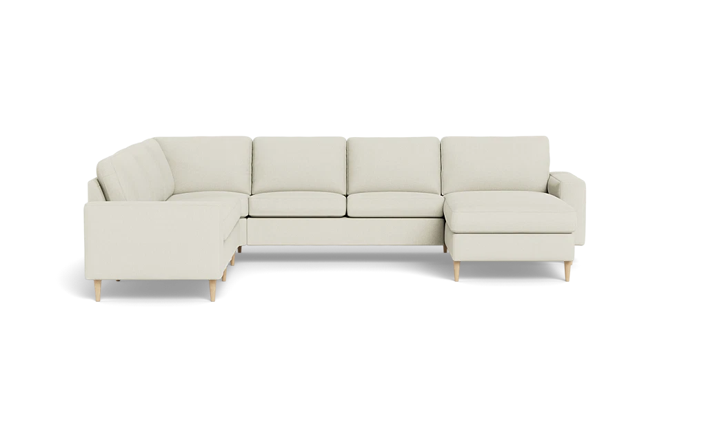Symfoni 2019 hjørnesofa med chaiselong - bredt lige armlæn - Rebel stof - Cream - Venstrevendt