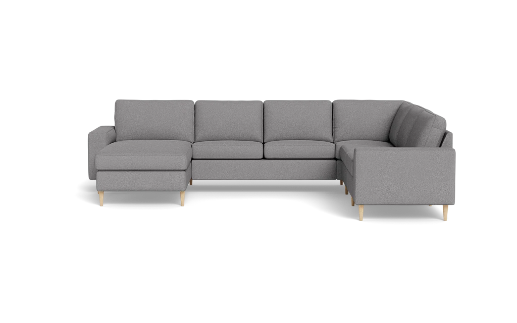 Symfoni 2019 hjørnesofa med chaiselong - bredt lige armlæn - Bloq stof - Zinc - Højrevendt