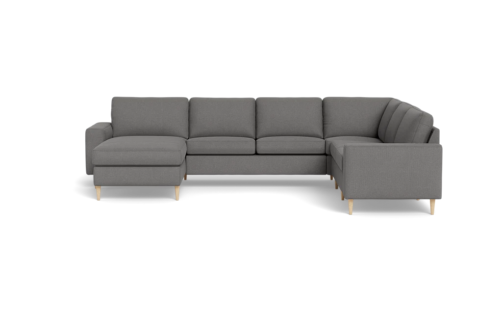 Symfoni 2019 hjørnesofa med chaiselong - bredt lige armlæn - Rebel stof - Anthracite - Højrevendt