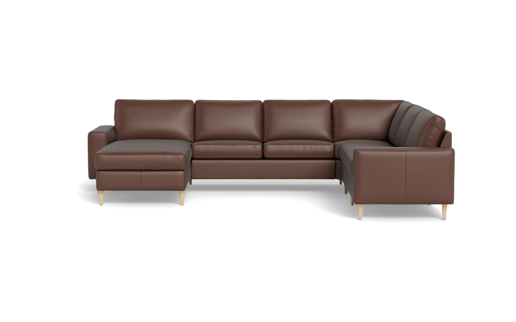 Symfoni 2019 hjørnesofa med chaiselong - bredt lige armlæn - Anilux læder - Toffe - Højrevendt