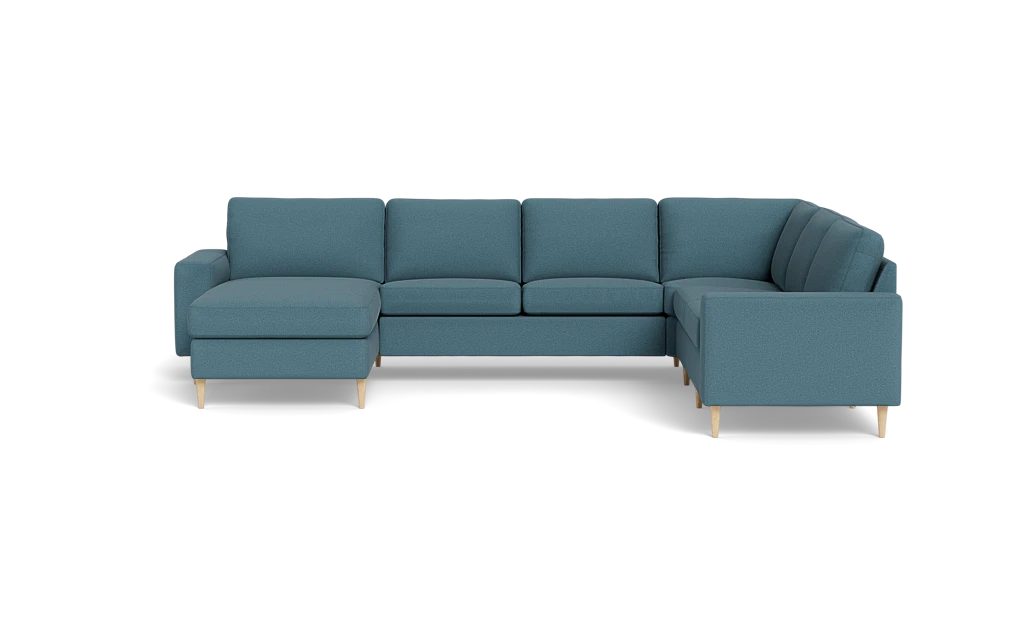 Symfoni 2019 hjørnesofa med chaiselong - bredt lige armlæn - New Ocean stof - Dark turquise - Højrevendt