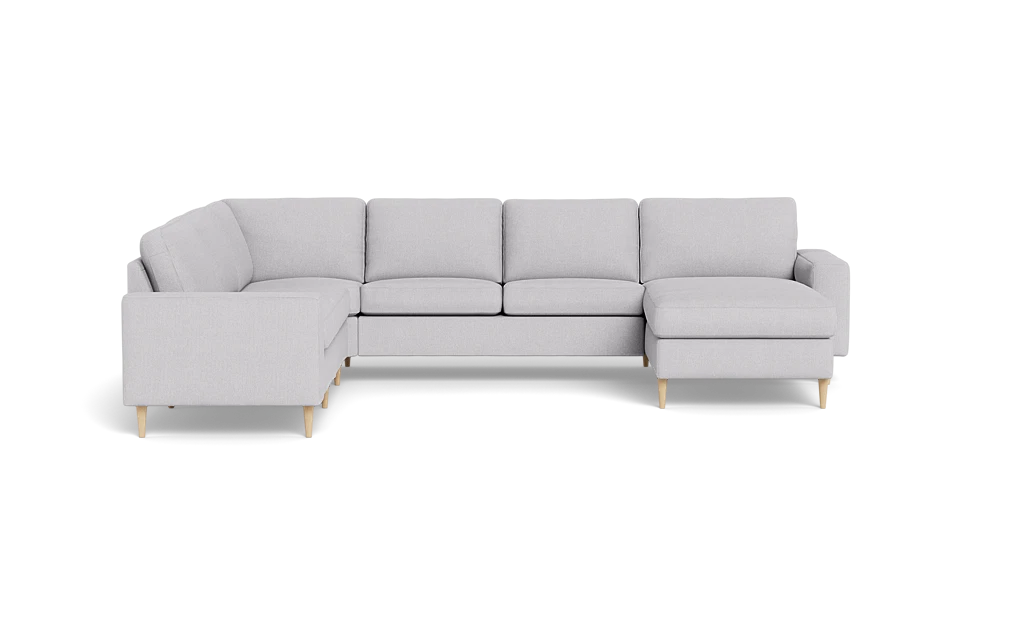 Symfoni 2019 hjørnesofa med chaiselong - bredt lige armlæn - Rebel stof - Light Grey - Venstrevendt
