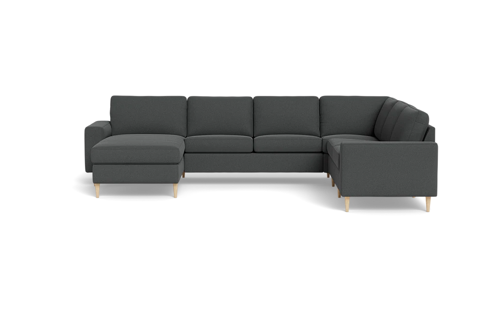 Symfoni 2019 hjørnesofa med chaiselong - bredt lige armlæn - Bloq stof - Grey - Højrevendt