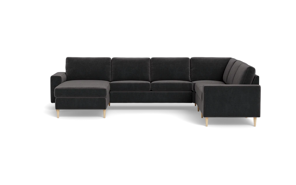 Symfoni 2019 hjørnesofa med chaiselong - bredt lige armlæn - Adore velour - Anthracite - Højrevendt