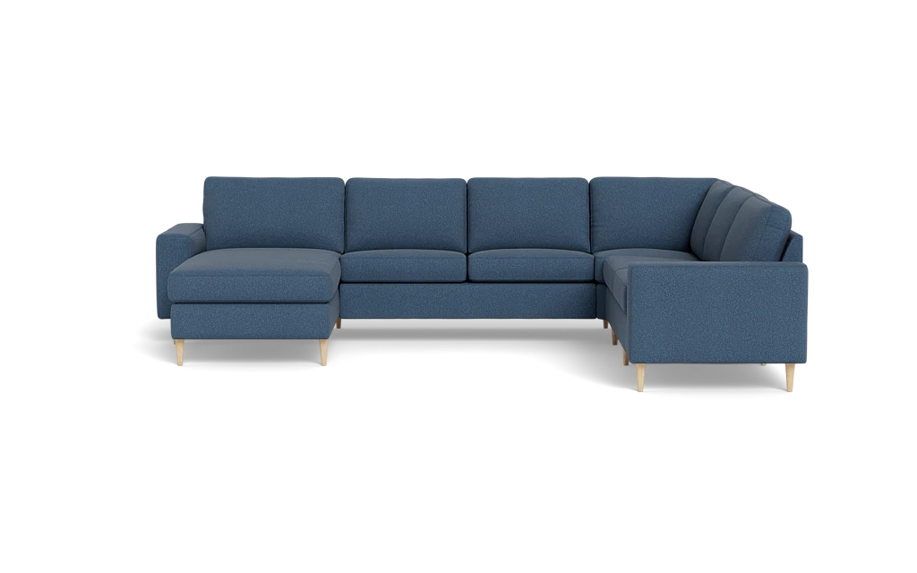 Symfoni 2019 hjørnesofa med chaiselong - bredt lige armlæn - Brego stof - Dark Blue - Højrevendt