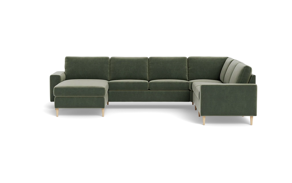 Symfoni 2019 hjørnesofa med chaiselong - bredt lige armlæn - Adore velour - Hunter - Højrevendt