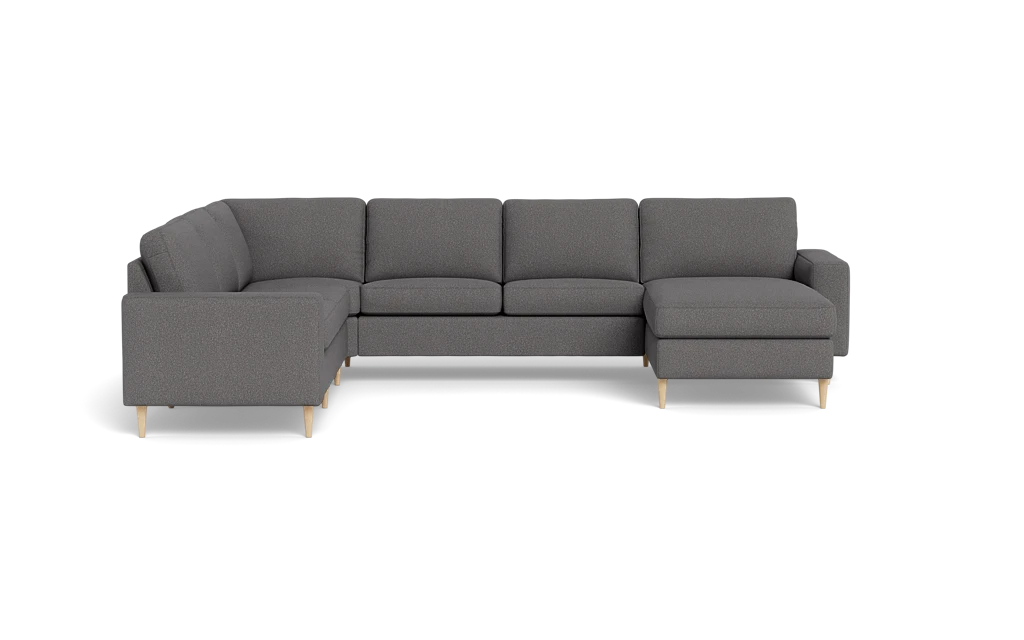 Symfoni 2019 hjørnesofa med chaiselong - bredt lige armlæn - Brego stof - Anthracite - Venstrevendt