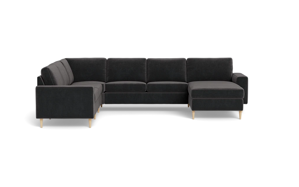 Symfoni 2019 hjørnesofa med chaiselong - bredt lige armlæn - Adore velour - Anthracite - Venstrevendt