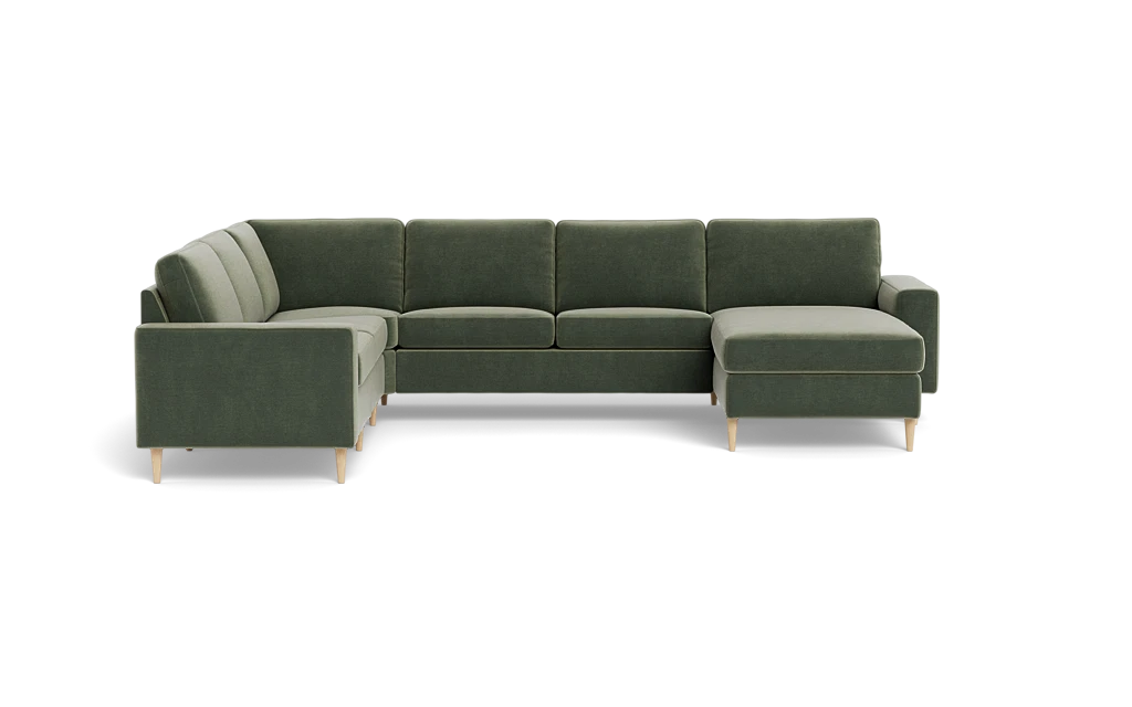 Symfoni 2019 hjørnesofa med chaiselong - bredt lige armlæn - Adore velour - Hunter - Venstrevendt