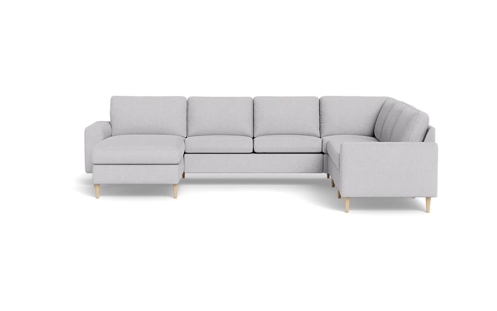 Symfoni 2019 hjørnesofa med chaiselong - bredt lige armlæn - Rebel stof - Light Grey - Højrevendt