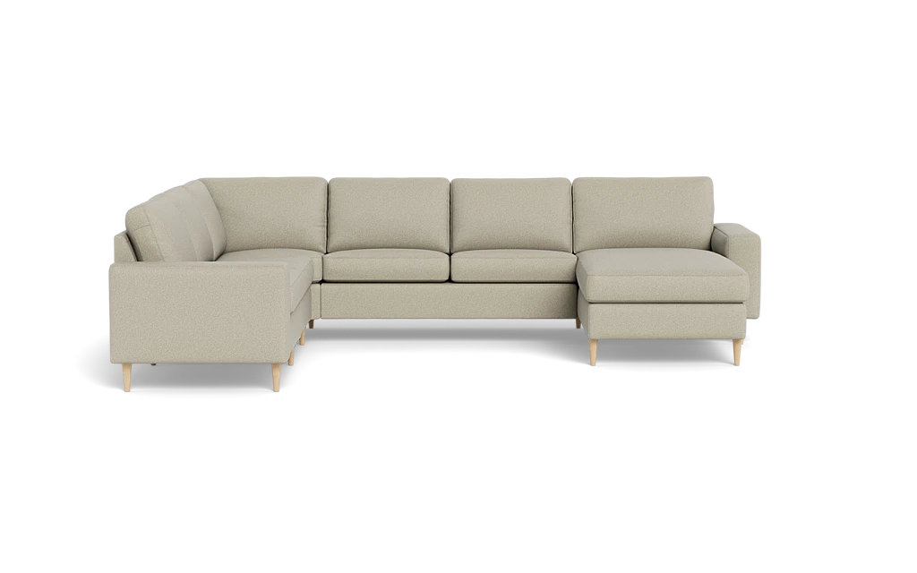 Symfoni 2019 hjørnesofa med chaiselong - bredt lige armlæn - Idaho stof - Beige - Venstrevendt