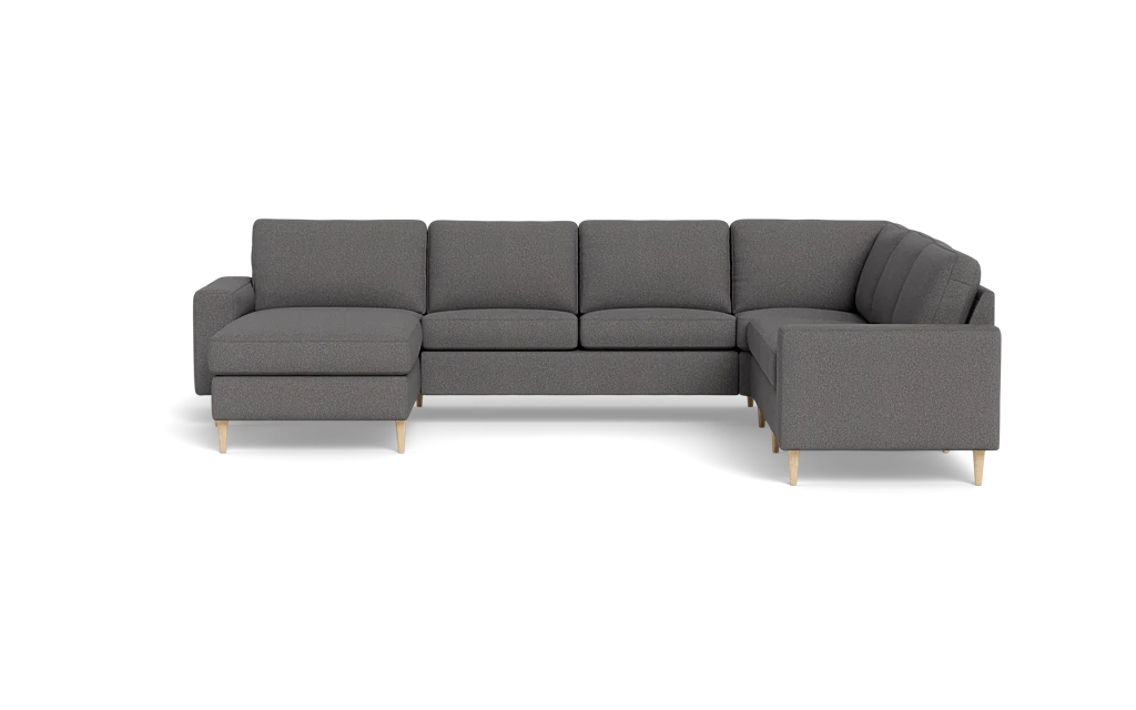 Symfoni 2019 hjørnesofa med chaiselong - bredt lige armlæn - Brego stof - Anthracite - Højrevendt
