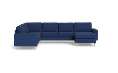 Symfoni 2019 hjørnesofa med chaiselong - bredt lige armlæn - New Ocean stof - Dark blue - Venstrevendt