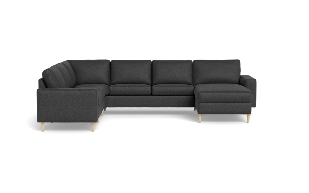Symfoni 2019 hjørnesofa med chaiselong - bredt lige armlæn - Oakland stof - Anthracite - Venstrevendt