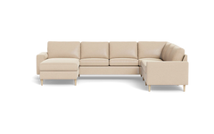 Symfoni 2019 hjørnesofa med chaiselong - bredt lige armlæn - Bloq stof - Beige - Højrevendt