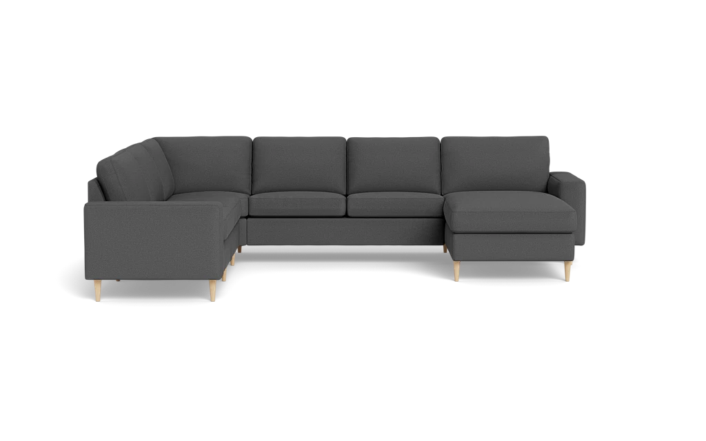 Symfoni 2019 hjørnesofa med chaiselong - bredt lige armlæn - New Ocean stof - Graphite - Venstrevendt