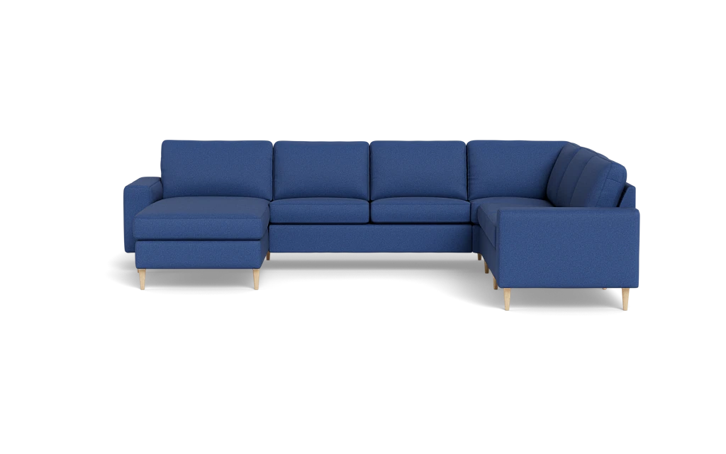 Symfoni 2019 hjørnesofa med chaiselong - bredt lige armlæn - Idaho stof - Blue - Højrevendt