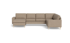 Symfoni 2019 hjørnesofa med chaiselong - bredt lige armlæn - Vila stof - Dark Beige - Højrevendt